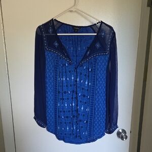Lucky Brand Navy and Royal Blue Blouse